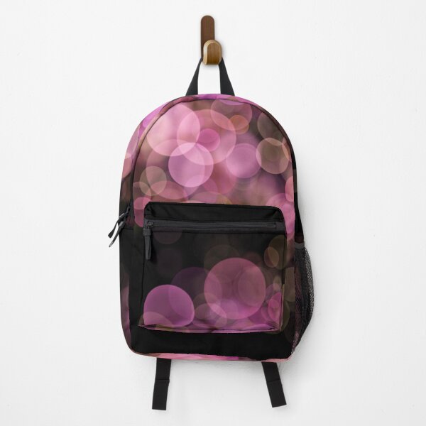 Item preview, Pink Shimmering bokeh light glows on black background designed and sold by navitalidesign.