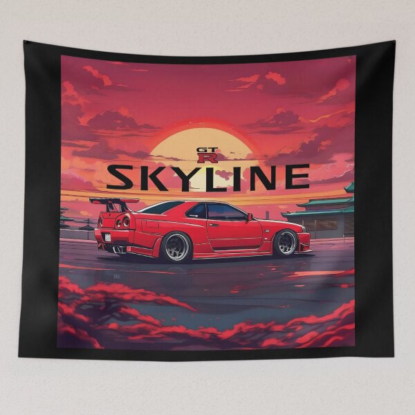 Item preview, Red Nissan Skyline GTR - R34 Anime Art!! designed and sold by InnovyaDesigns.