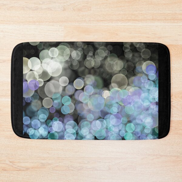 Item preview, Blue Shimmering bokeh light glows on black background designed and sold by navitalidesign.