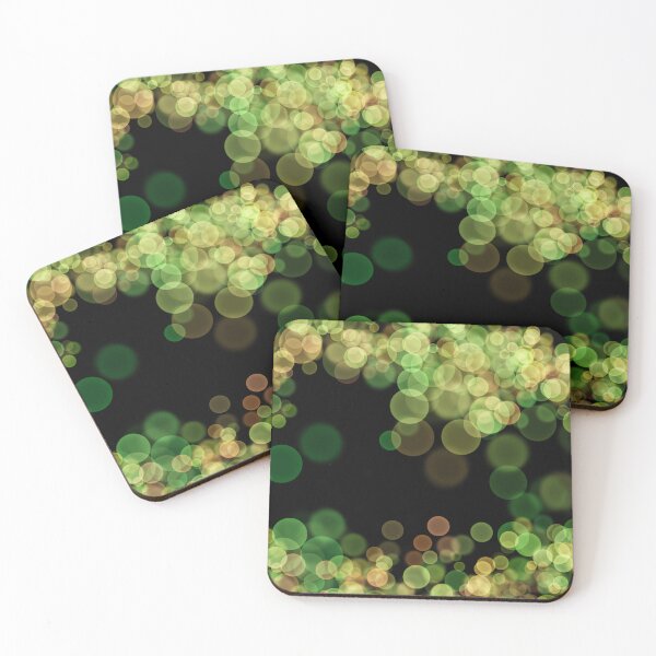 Item preview, Green Shimmering bokeh light glows on black background designed and sold by navitalidesign.
