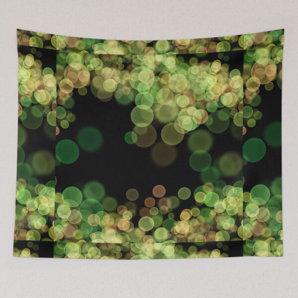 Item preview, Green Shimmering bokeh light glows on black background designed and sold by navitalidesign.