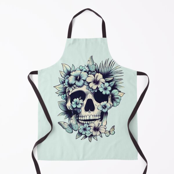 Item preview, Tropical Skull, “VACATION MODE”, tropical floral, cool beach, leaves, flowers, butterflies designed and sold by Collagedream.