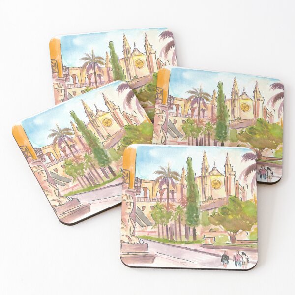 Item preview, Passeig del Born Street Scene with La Seu designed and sold by artshop77.