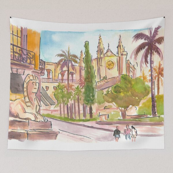 Item preview, Passeig del Born Street Scene with La Seu designed and sold by artshop77.