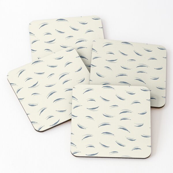 Item preview, Fallen leaves blue and light gray on ecru background designed and sold by cezidesign.