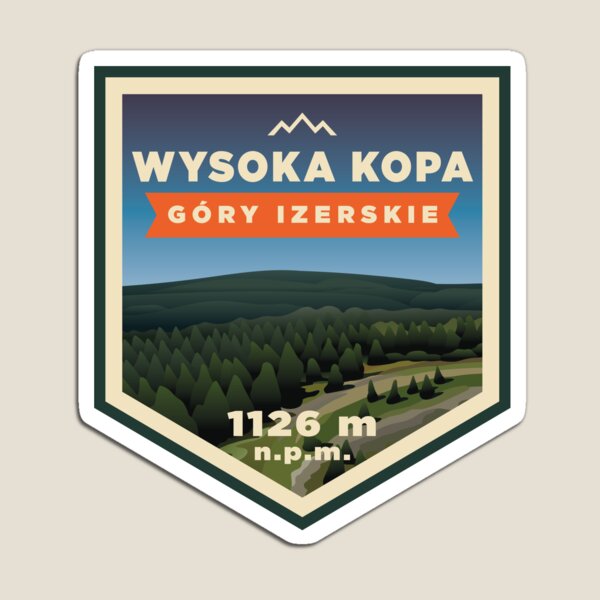Item preview, Wysoka Kopa mountain peak in Izerskie Mountains, Poland - outdoor badge designed and sold by CofefeStudio.