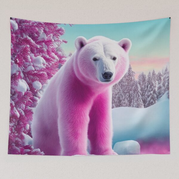 Item preview, Pink Christmas Polar Bear | Outdoor Scene designed and sold by PinkGoddessLove.