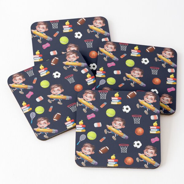 Item preview, Elementary School Colorful Back To School Boy Element With Sports Graphics Dark Blue Pattern  designed and sold by Raise2Shine.