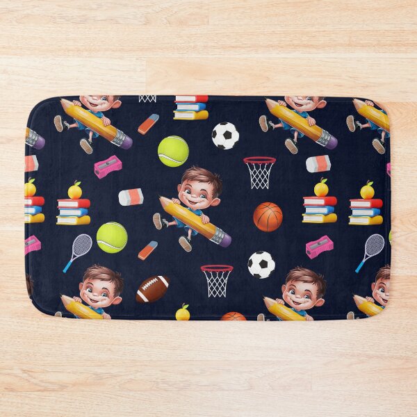 Item preview, Elementary School Colorful Back To School Boy Element With Sports Graphics Dark Blue Pattern  designed and sold by Raise2Shine.
