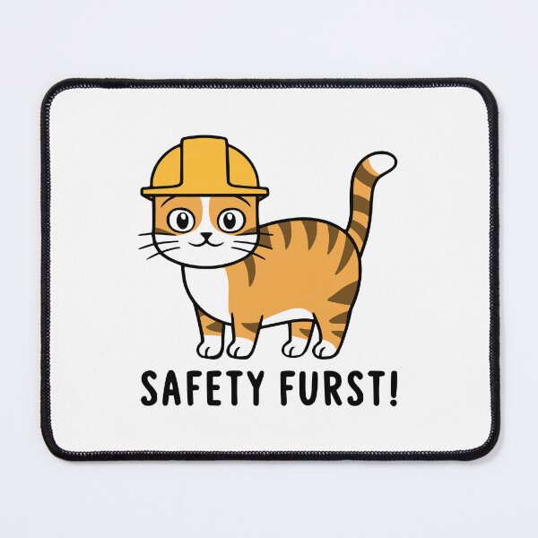 Item preview, Safety Furst! Funny Osha Cat hardhat designed and sold by PMCreative.