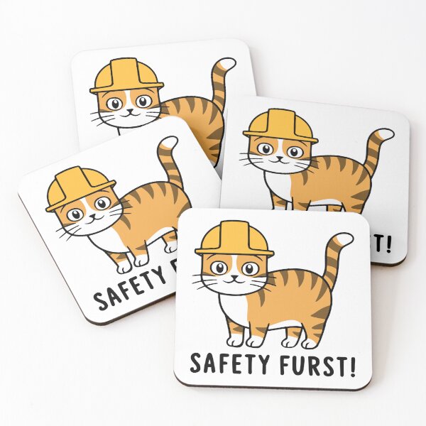 Item preview, Safety Furst! Funny Osha Cat hardhat designed and sold by PMCreative.