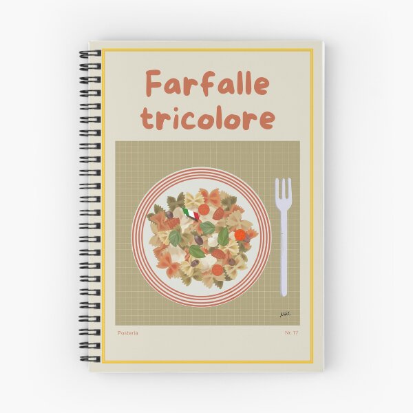 Item preview, FARFALLE TRICOLORE Illustration with farfalle pasta, tomatoes, olives, mozzarella and basil designed and sold by Posteria.