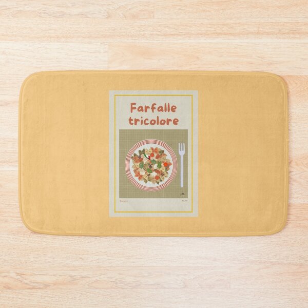 Item preview, FARFALLE TRICOLORE Illustration with farfalle pasta, tomatoes, olives, mozzarella and basil designed and sold by Posteria.