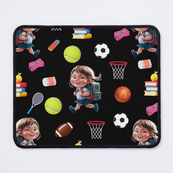 Item preview, Elementary School Colorful Back To School Girl Element and Sports Graphics Black Pattern designed and sold by Raise2Shine.