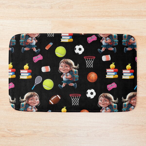 Item preview,  Elementary School Colorful Back To School Girl Element and Sports Graphics Black Pattern  designed and sold by Raise2Shine.