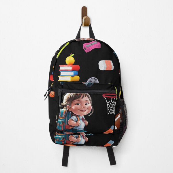 Item preview, Elementary School Colorful Back To School Girl Element and Sports Graphics Black Pattern designed and sold by Raise2Shine.