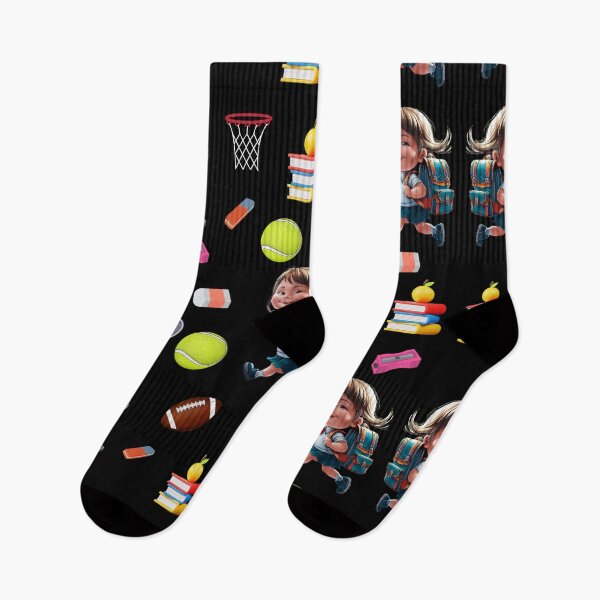 Item preview,  Elementary School Colorful Back To School Girl Element and Sports Graphics Black Pattern  designed and sold by Raise2Shine.
