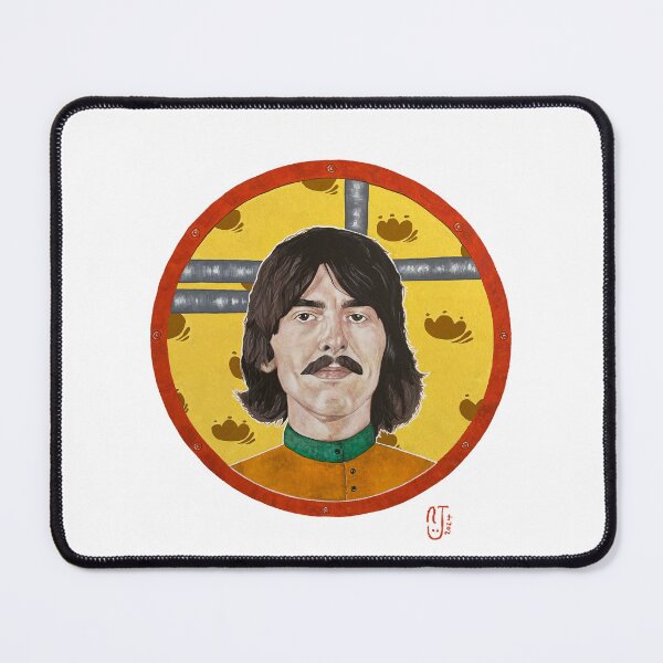 Item preview, George Harrison hand painted Yellow Submarine gouache portrait designed and sold by Bear Pokes .
