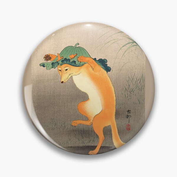Item preview, Zorro danzante con sombrero de hoja de loto de Koson Ohara designed and sold by TeeARTHY.