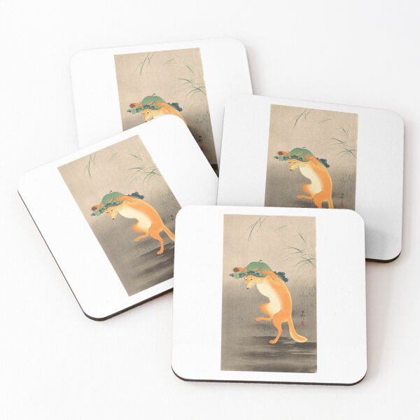 Item preview,  Dancing Fox with Lotus-Leaf Hat by Koson Ohara designed and sold by TeeARTHY.