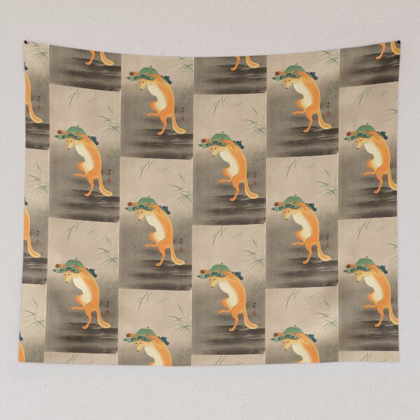 Item preview,  Dancing Fox with Lotus-Leaf Hat by Koson Ohara designed and sold by TeeARTHY.