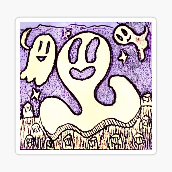 Light Purple Smiling Ghosts Graveyards Sticker