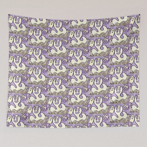 Item preview, Light Purple Smiling Ghosts Graveyards designed and sold by mizdarknezz3.