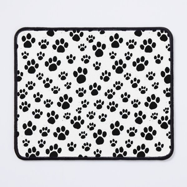 Item preview, Black and white pattern of dog paws designed and sold by PatternPwr.