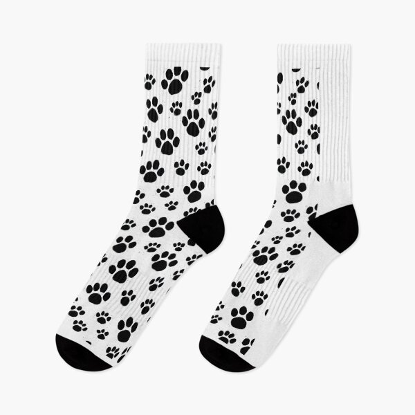Item preview, Black and white pattern of dog paws designed and sold by PatternPwr.