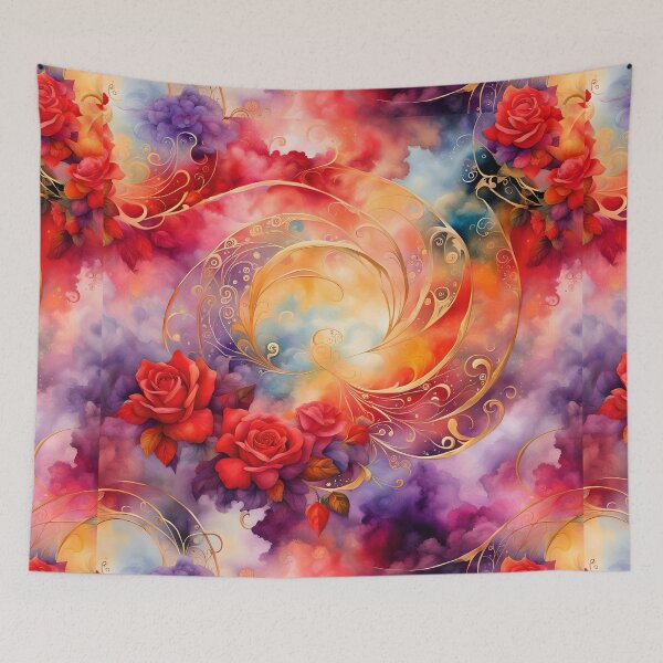 Item preview, Golden swirls and roses of loving red. designed and sold by Magixa.