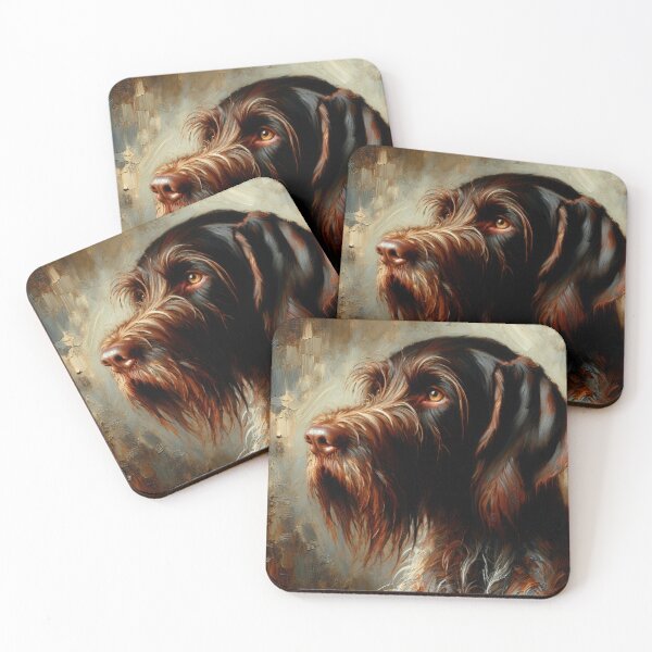Item preview, German Wirehaired Pointer in oil designed and sold by mustardseed-410.