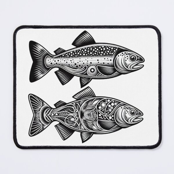 Item preview, Abstract Anatomy Trout Fish Black & White Art designed and sold by BrianSaysDesign.