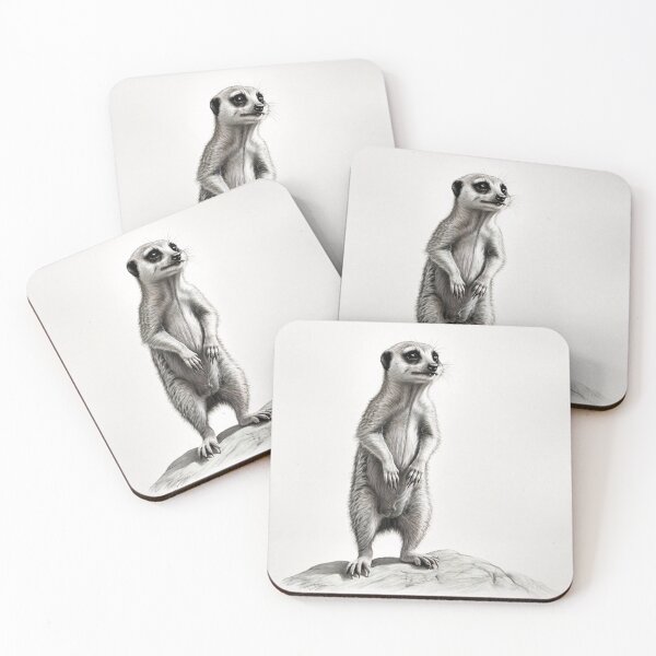 Item preview, Black and white pencil drawing of a Meerkat designed and sold by Pencil-Art.