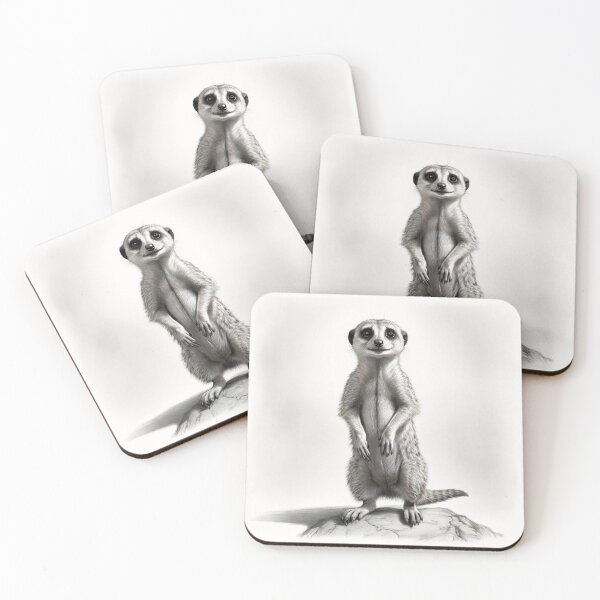 Item preview, Black and white pencil drawing of a Meerkat designed and sold by Pencil-Art.