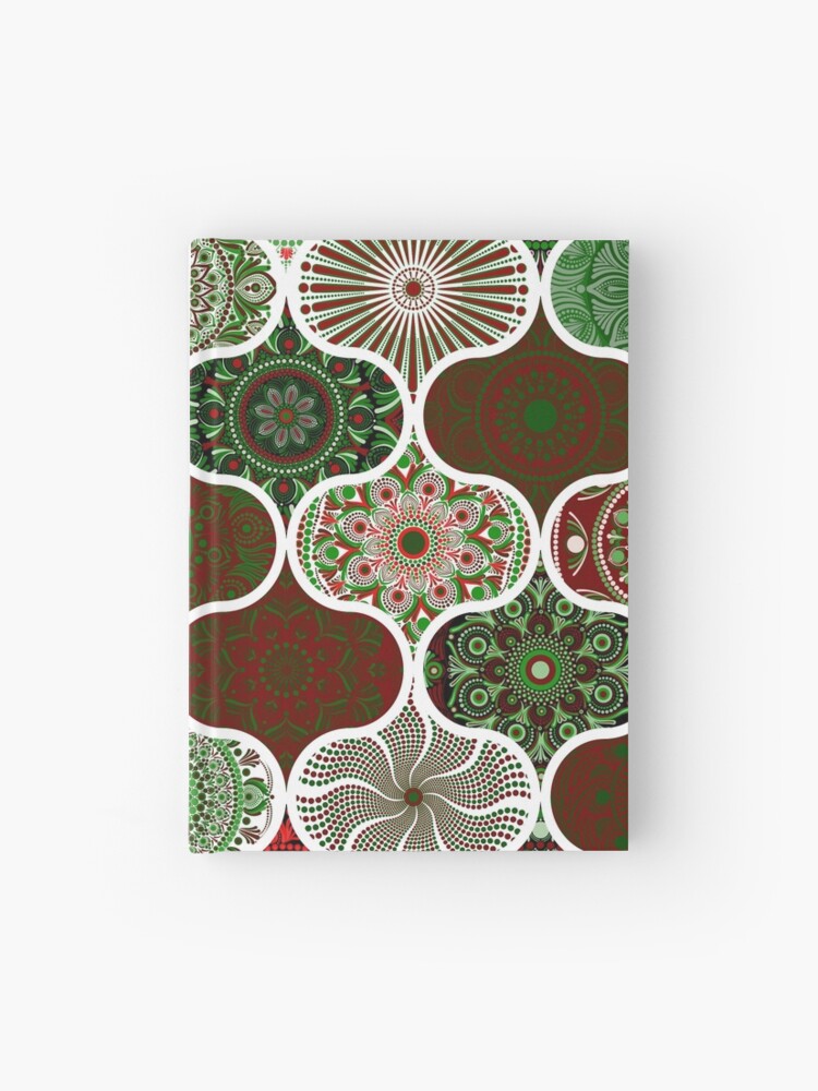 Journal, Christmas Ornament Dot Mandala Patchwork designed and sold by Triplicate Limited