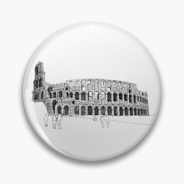 Item preview, Colosseum Rome hand drawing architecture black and white monochrome architectural drawing designed and sold by junyangcaidraw.