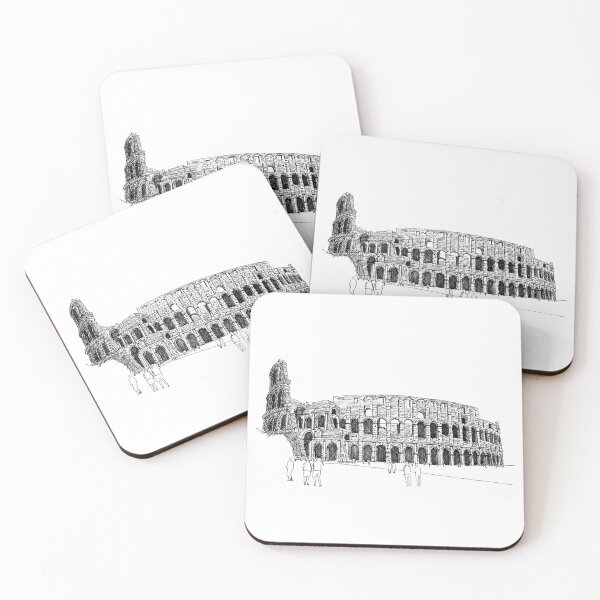 Item preview, Colosseum Rome hand drawing architecture black and white monochrome architectural drawing designed and sold by junyangcaidraw.