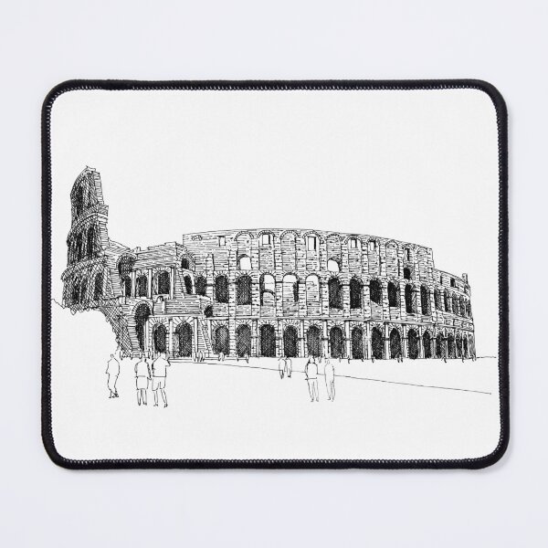 Item preview, Colosseum Rome hand drawing architecture black and white monochrome architectural drawing designed and sold by junyangcaidraw.
