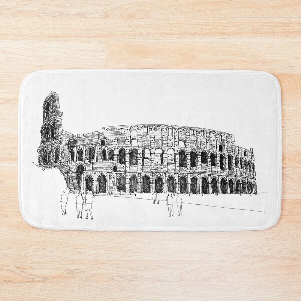 Item preview, Colosseum Rome hand drawing architecture black and white monochrome architectural drawing designed and sold by junyangcaidraw.