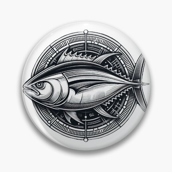 Item preview, Abstract Anatomy Tuna Ahi Fish Black & White Art designed and sold by BrianSaysDesign.