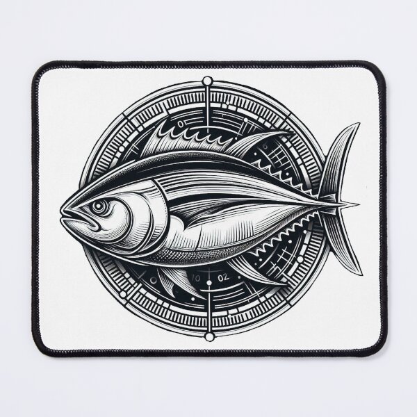 Item preview, Abstract Anatomy Tuna Ahi Fish Black & White Art designed and sold by BrianSaysDesign.