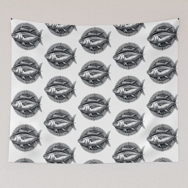 Item preview, Abstract Anatomy Tuna Ahi Fish Black & White Art designed and sold by BrianSaysDesign.