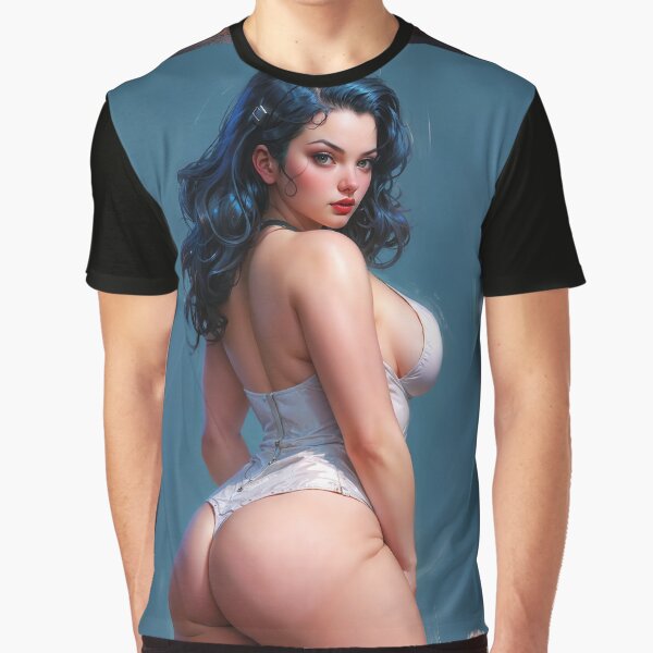 A Voluptuous Pin Up Girl Captivating AI Concept Art by Xzendor7 Graphic T-Shirt