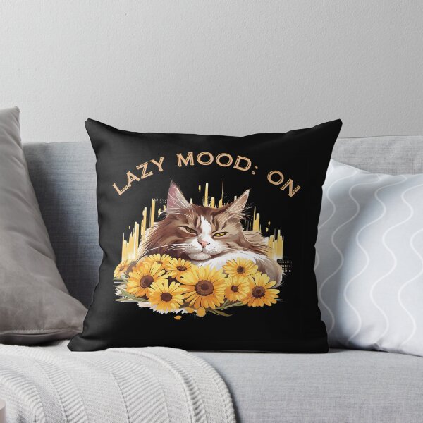 Item preview, Fluffy cat lazy mood summer yellow flowers designed and sold by MatysDesign.