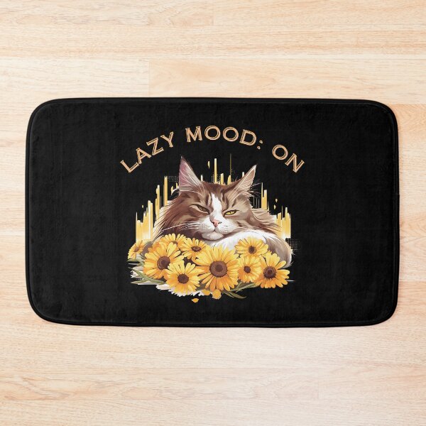 Item preview, Fluffy cat lazy mood summer yellow flowers designed and sold by MatysDesign.