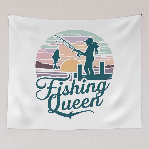 Item preview, Fishing Queen - Sunset Silhouette designed and sold by FinFriends.
