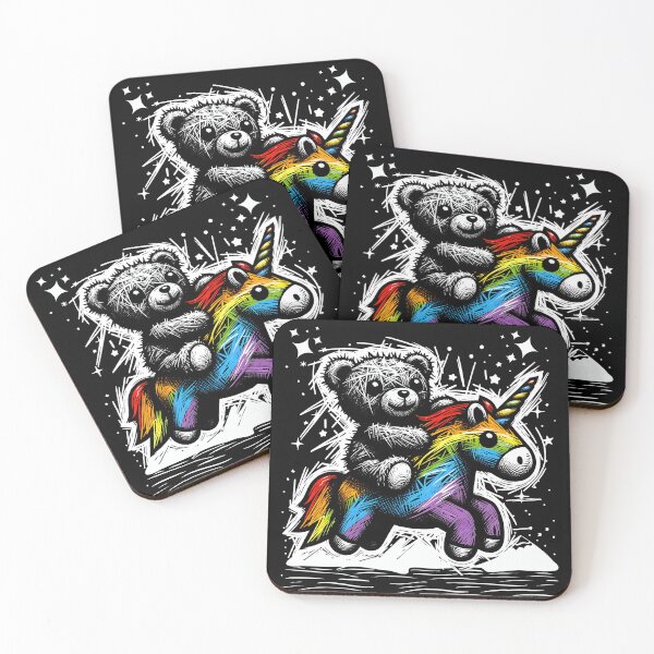 Item preview, Teddy Bear Riding a Colorful Unicorn for dreamers and unicorn chasers. designed and sold by eatmorvelopator.