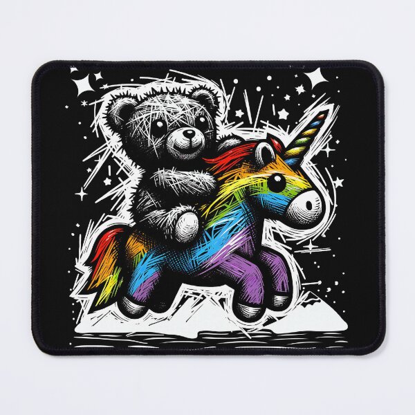 Item preview, Teddy Bear Riding a Colorful Unicorn for dreamers and unicorn chasers. designed and sold by eatmorvelopator.