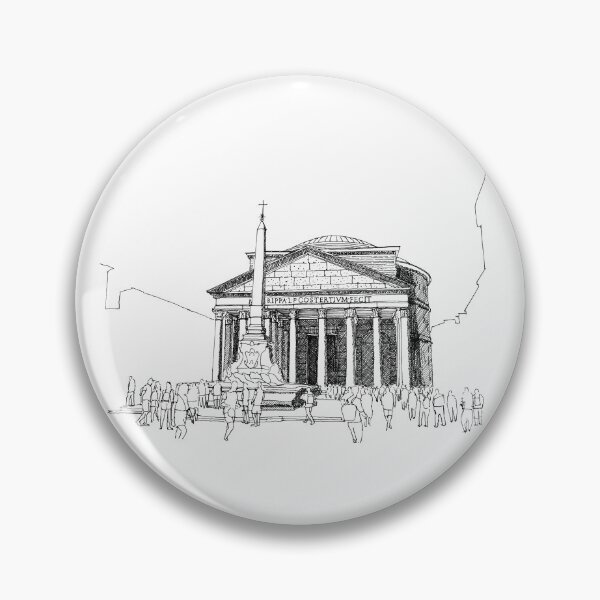Item preview, Pantheon Rome hand drawing architecture black and white monochrome architectural drawing designed and sold by junyangcaidraw.