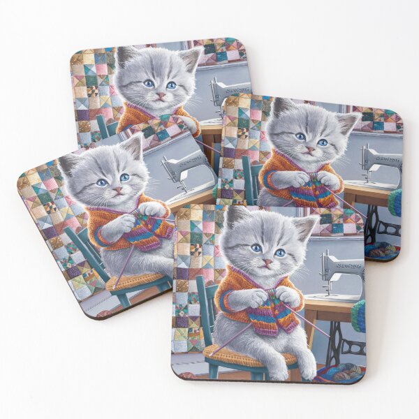 Item preview, A Cute Gray Kitten Knitting designed and sold by pixelplaza.